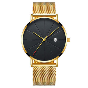 Men's Thin Stainless Steel Mesh Quartz Watch Fashion 2023