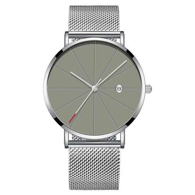 Men's Thin Stainless Steel Mesh Quartz Watch Fashion 2023
