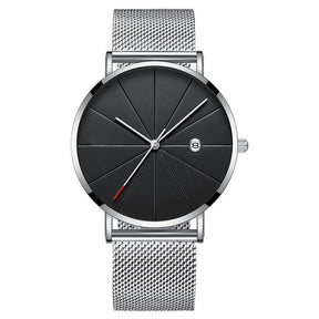 Men's Thin Stainless Steel Mesh Quartz Watch Fashion 2023