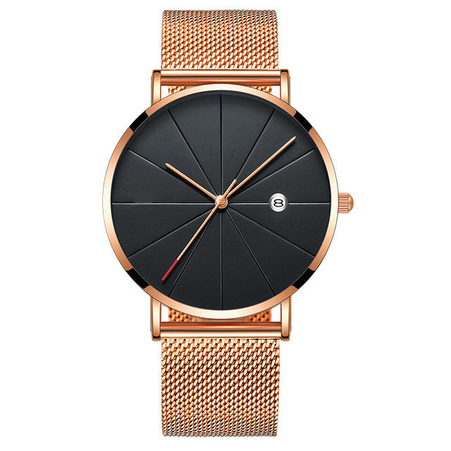 Men's Thin Stainless Steel Mesh Quartz Watch Fashion 2023