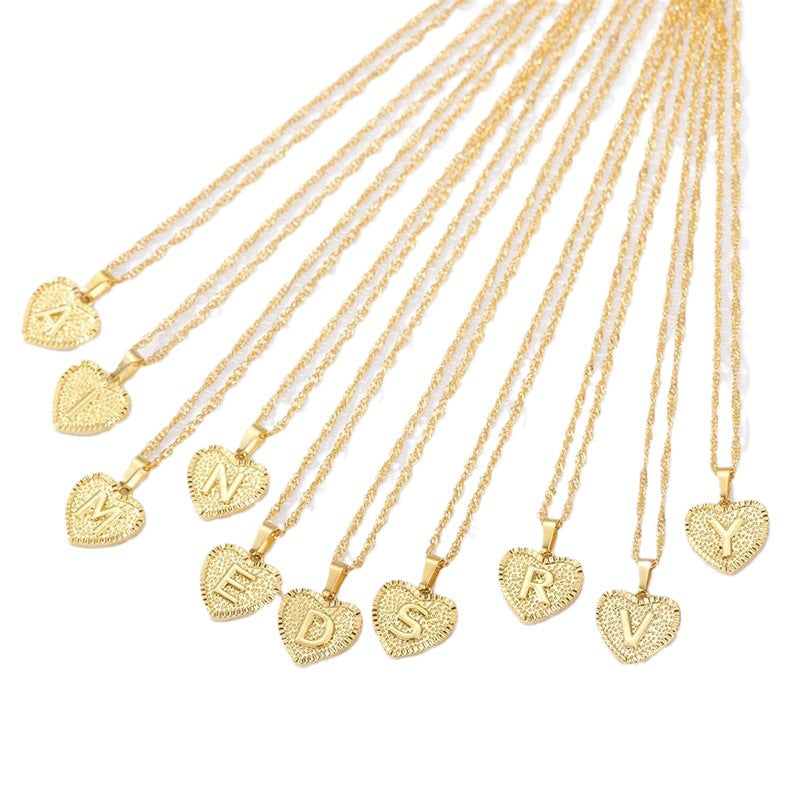 Creative Peach Heart Letter Necklace - Women's Jewelry Fashion 2023