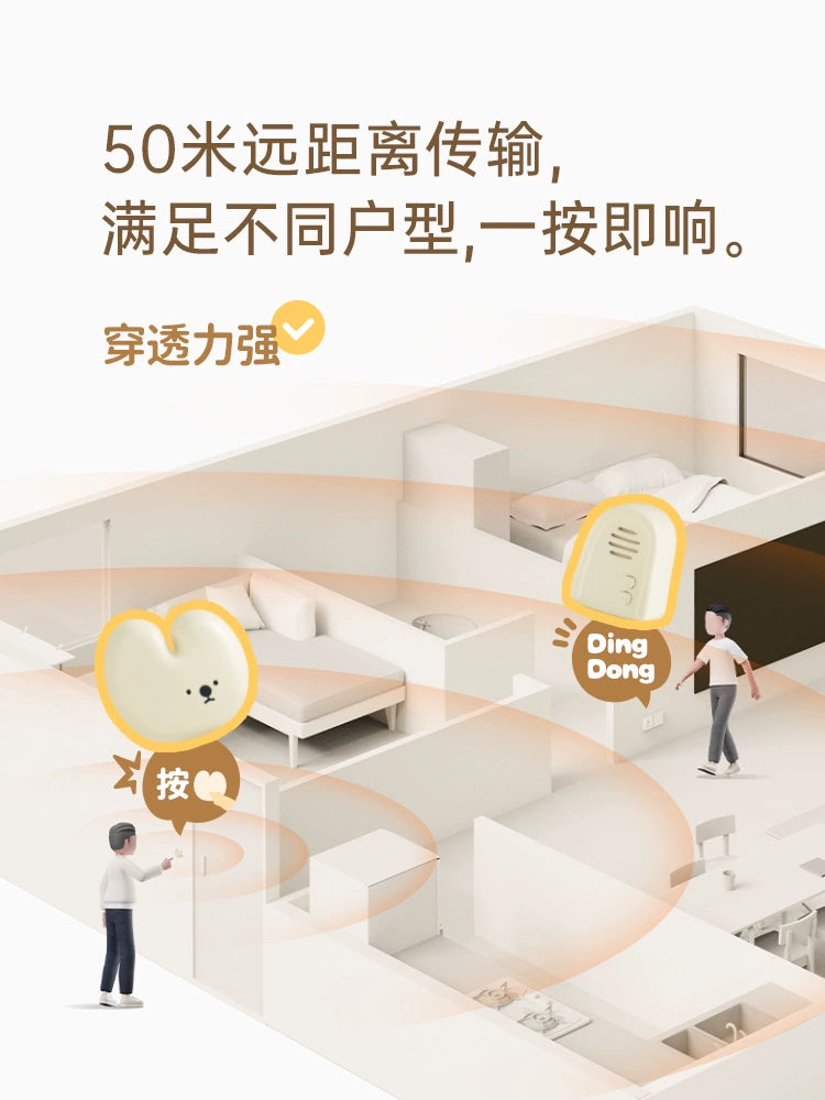 Muid Doorbell Cute New Home Wireless Pleasant Sound Far Away from the Elderly Home Reminder Self-Power Generation Beeper