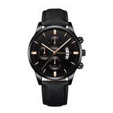 Men's Quartz Leather Strap Wristwatch - Solar Moment Waterproof Watch